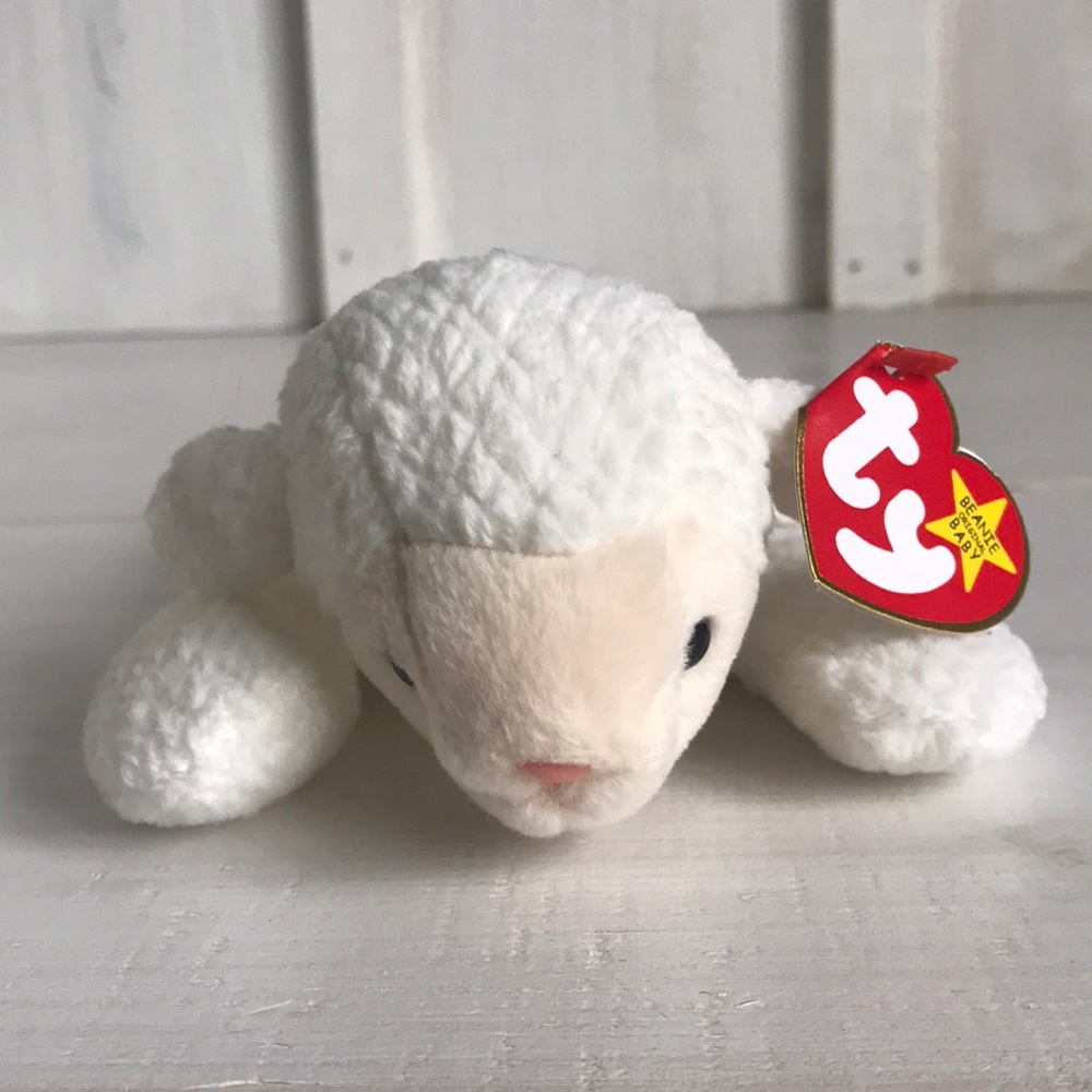 TY🐣BEANIE BABIE🐣EASTER🐣FLEECE🐣WHITE🐣